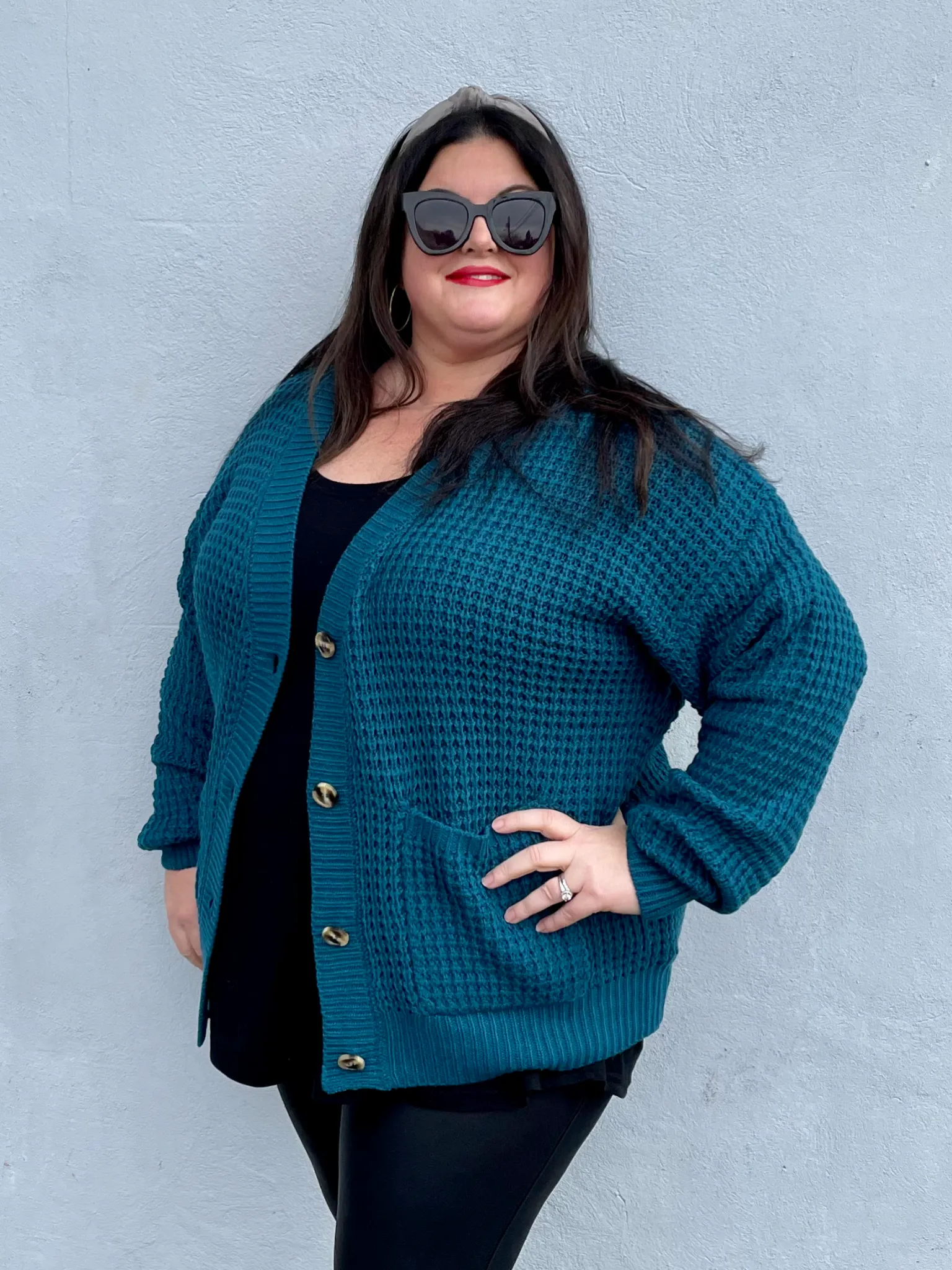 Avery Button Cardigan - Teal