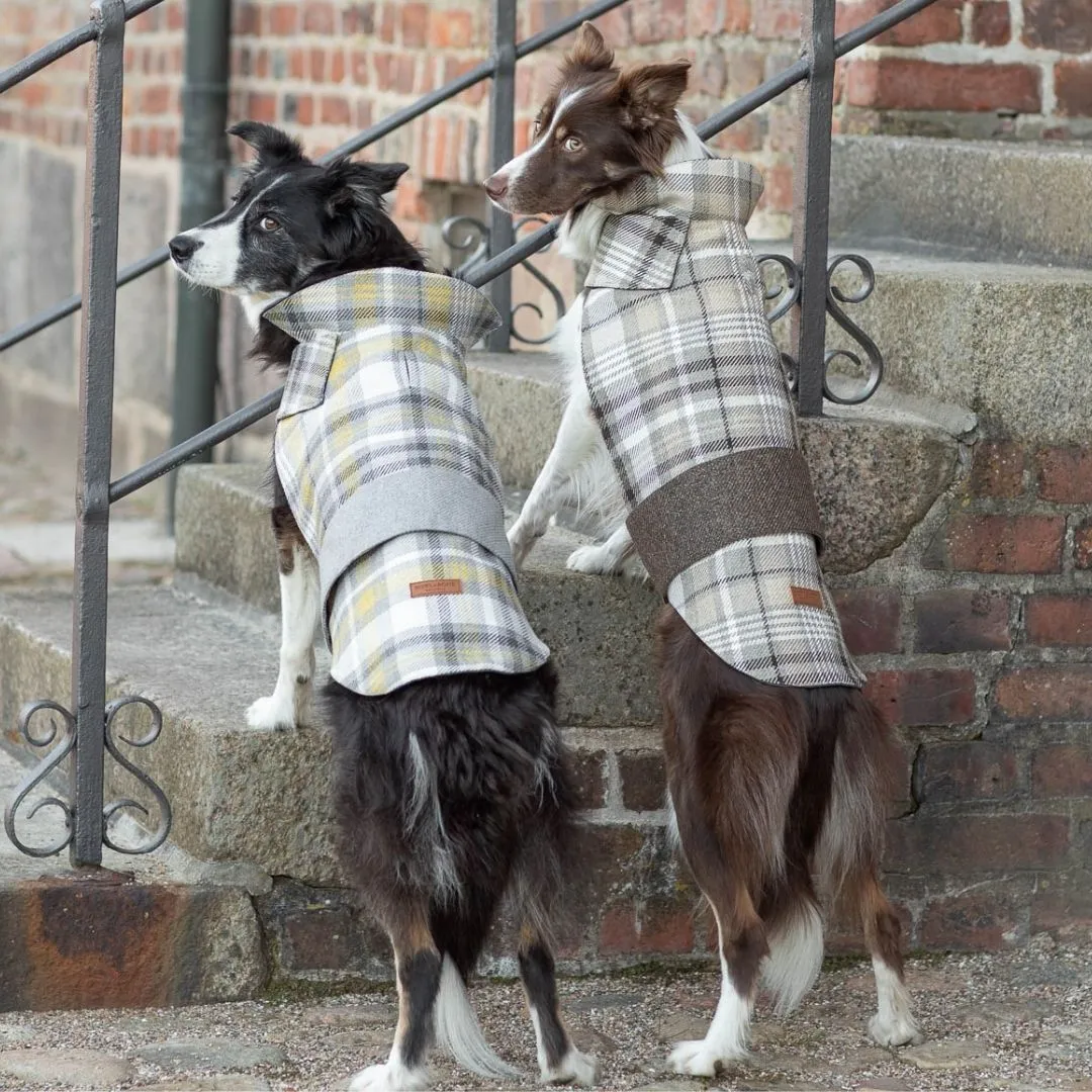 Bowl and Bone Grey Tweed Leaf Dog Coat