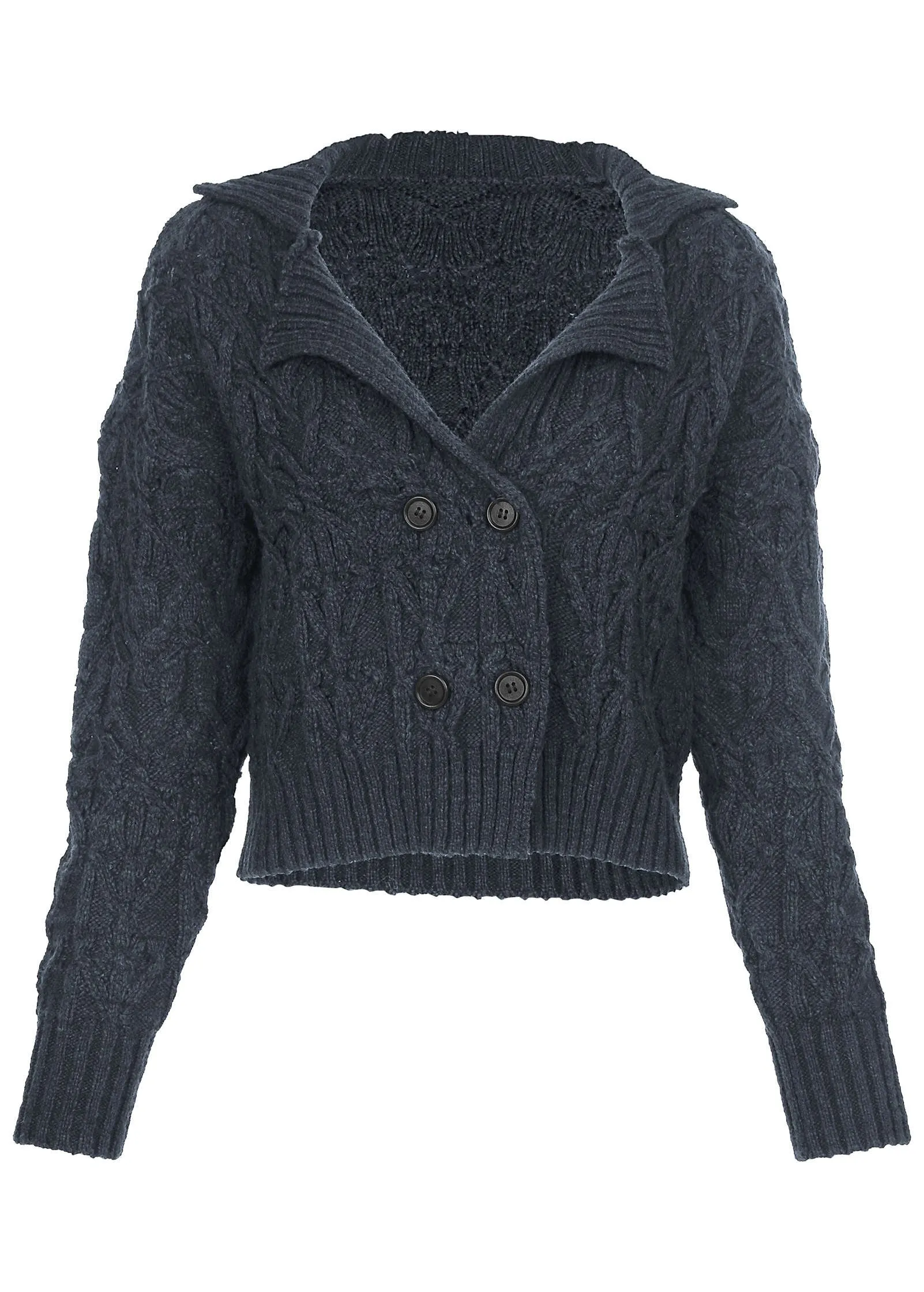 Cable Knit Cardigan - Navy