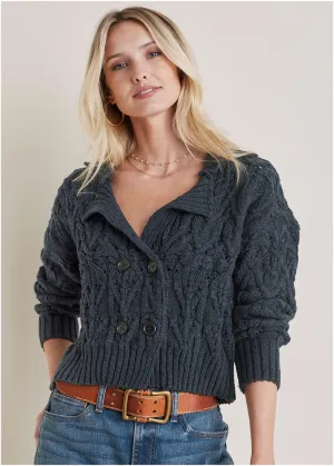 Cable Knit Cardigan - Navy