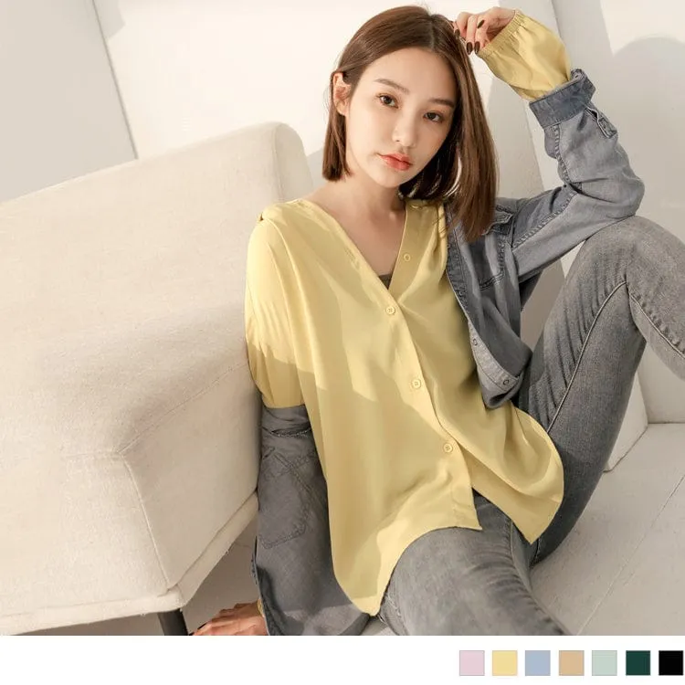 CHIFFON MULTI COLOR HOODED CARDIGANS/TOPS