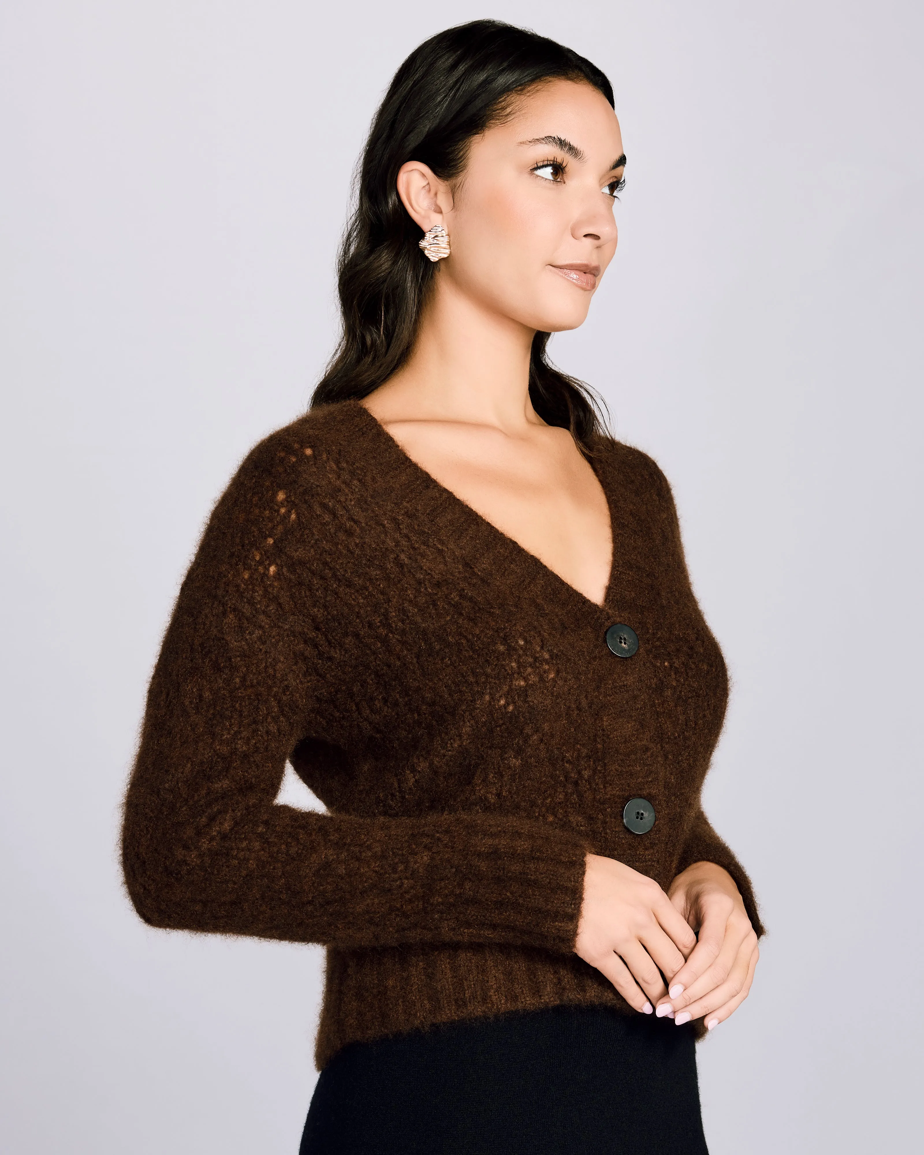 Coffee Brown Cashmere Cardigan