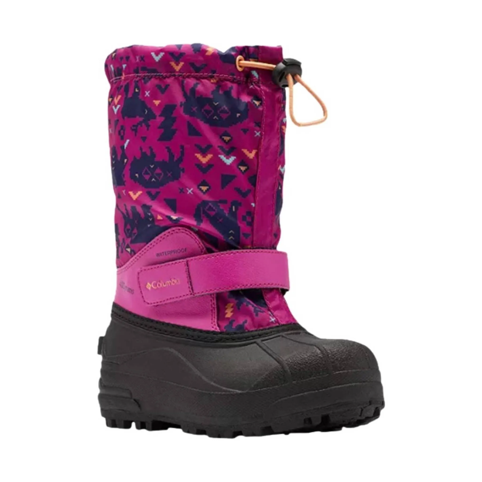 Columbia Kids' Powderbug Forty Print Winter Boots - Wild Fuchsia/Bright Nectar