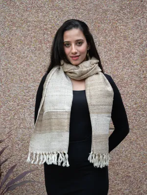 Elegant Warmth. Handwoven Wool Stole - Beige