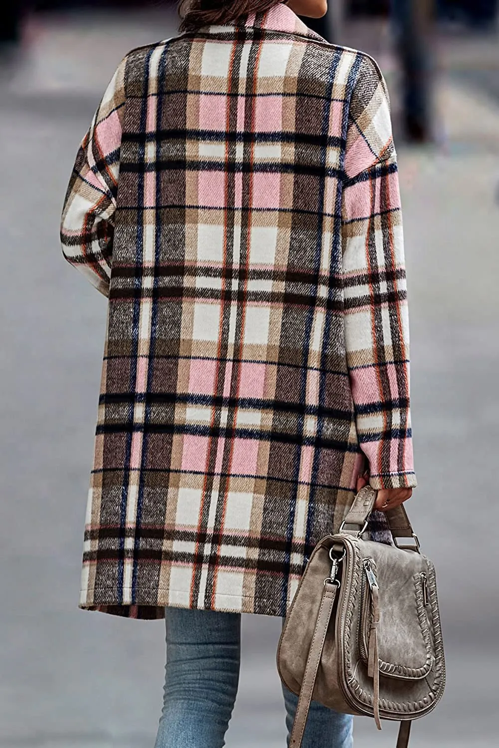 Fashion Wool Plaid Long Jacket