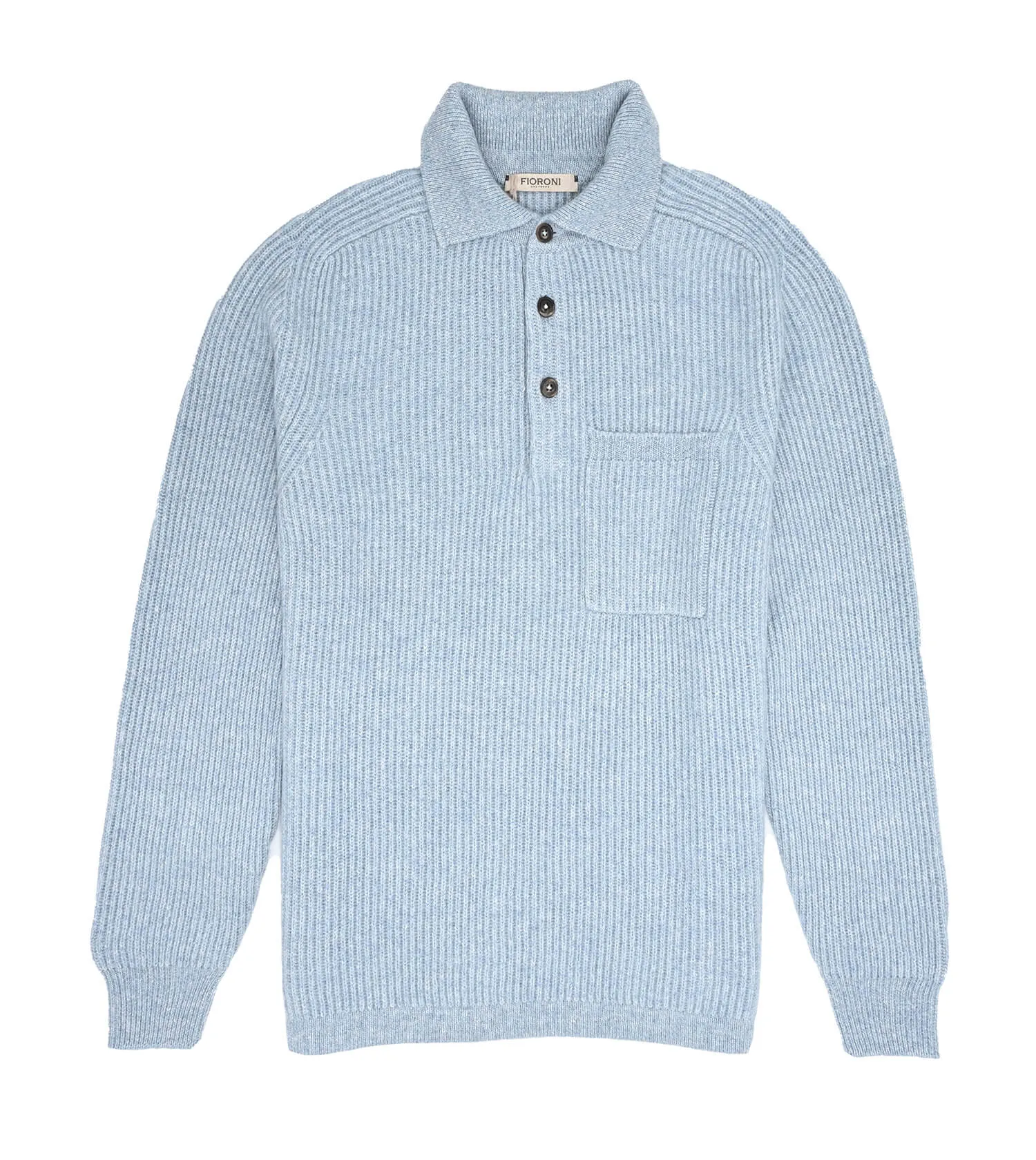 FIORONI Ribbed Long-Sleeve Polo Sweater