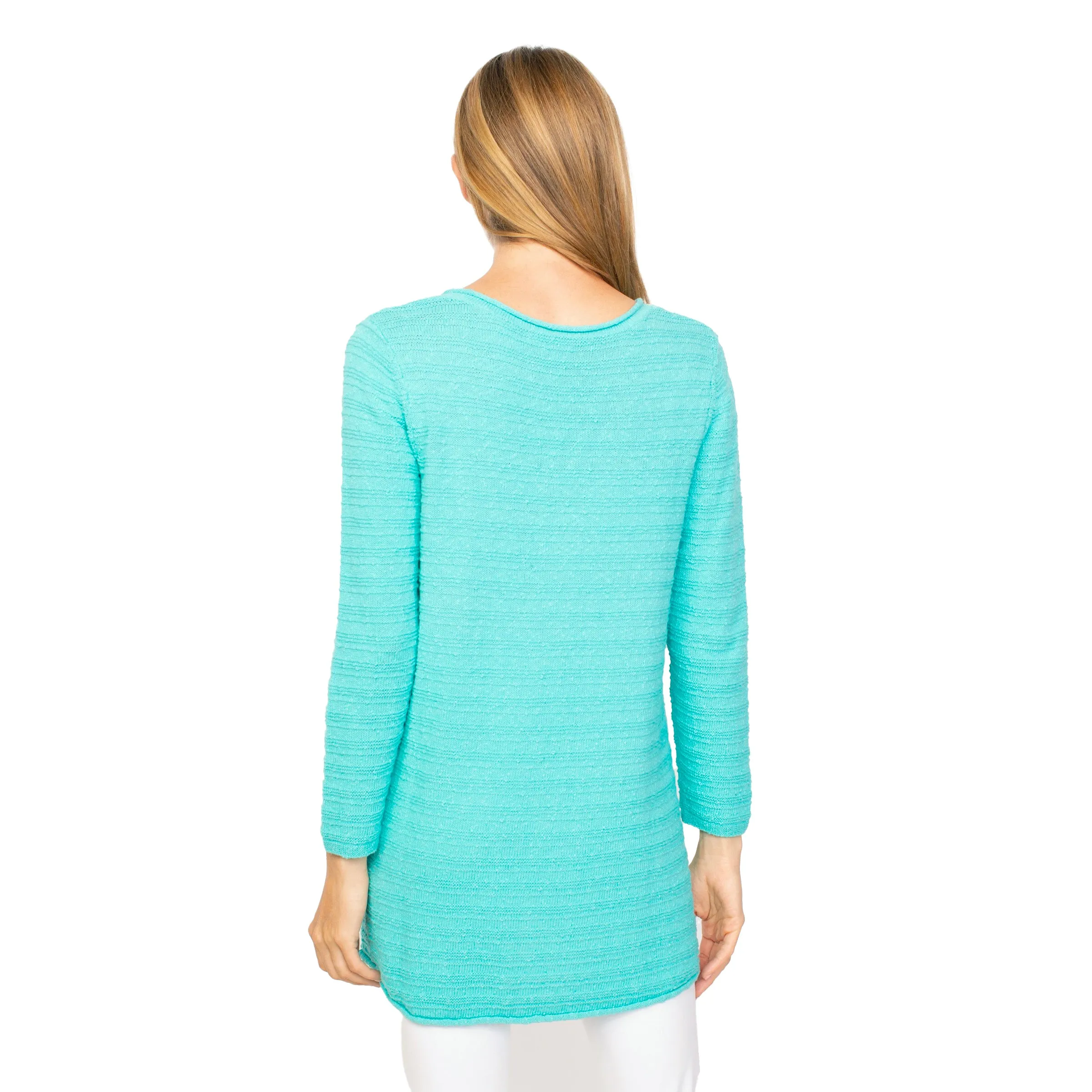 Habitat Textured Stripe V-Neck Tunic in Seaglass - 80115-SEA