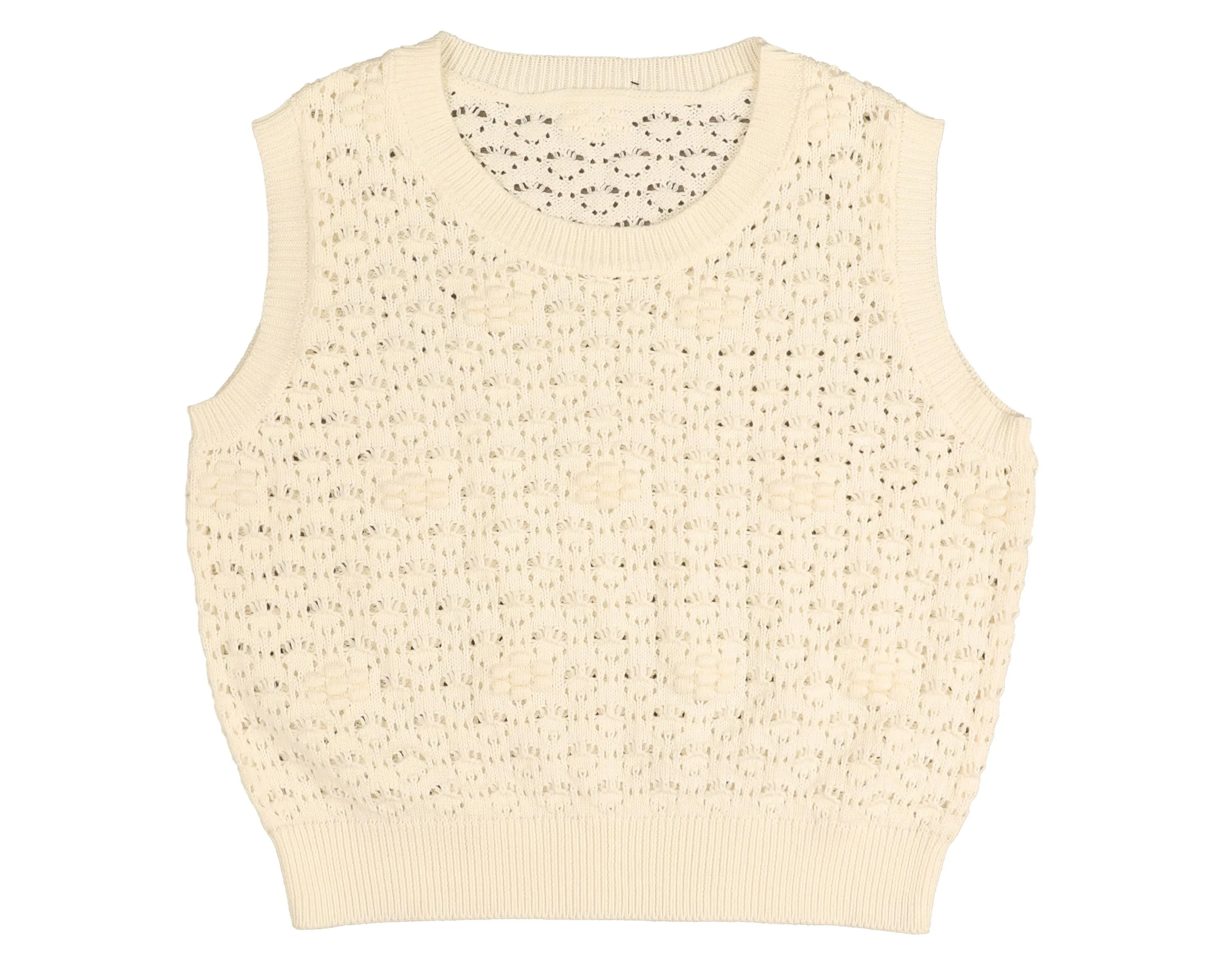 HKN543-TEXTURED VEST-Cream