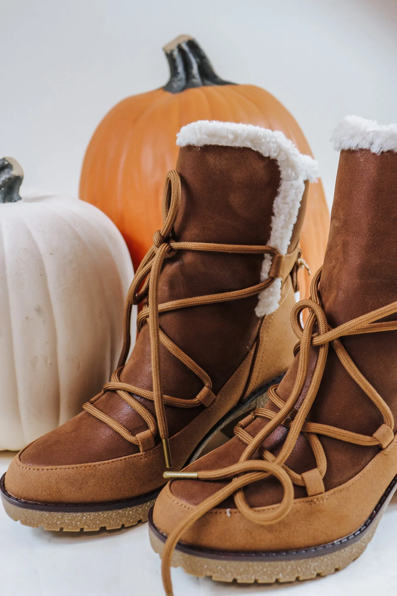 Holiday Cognac Brown Lace Up Boots By MIA