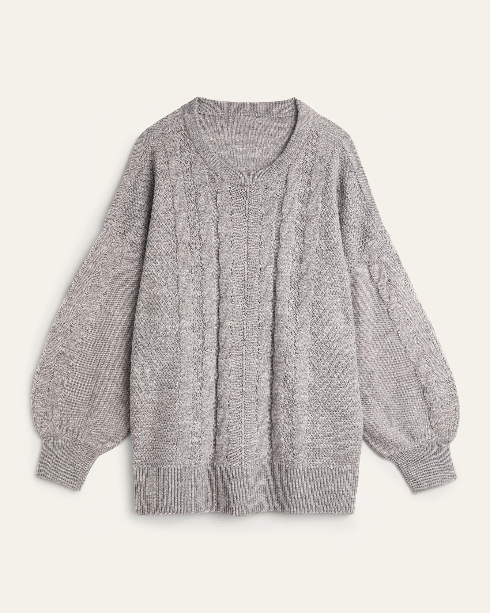 Kelly Cable-Knit Sweater | Light Grey