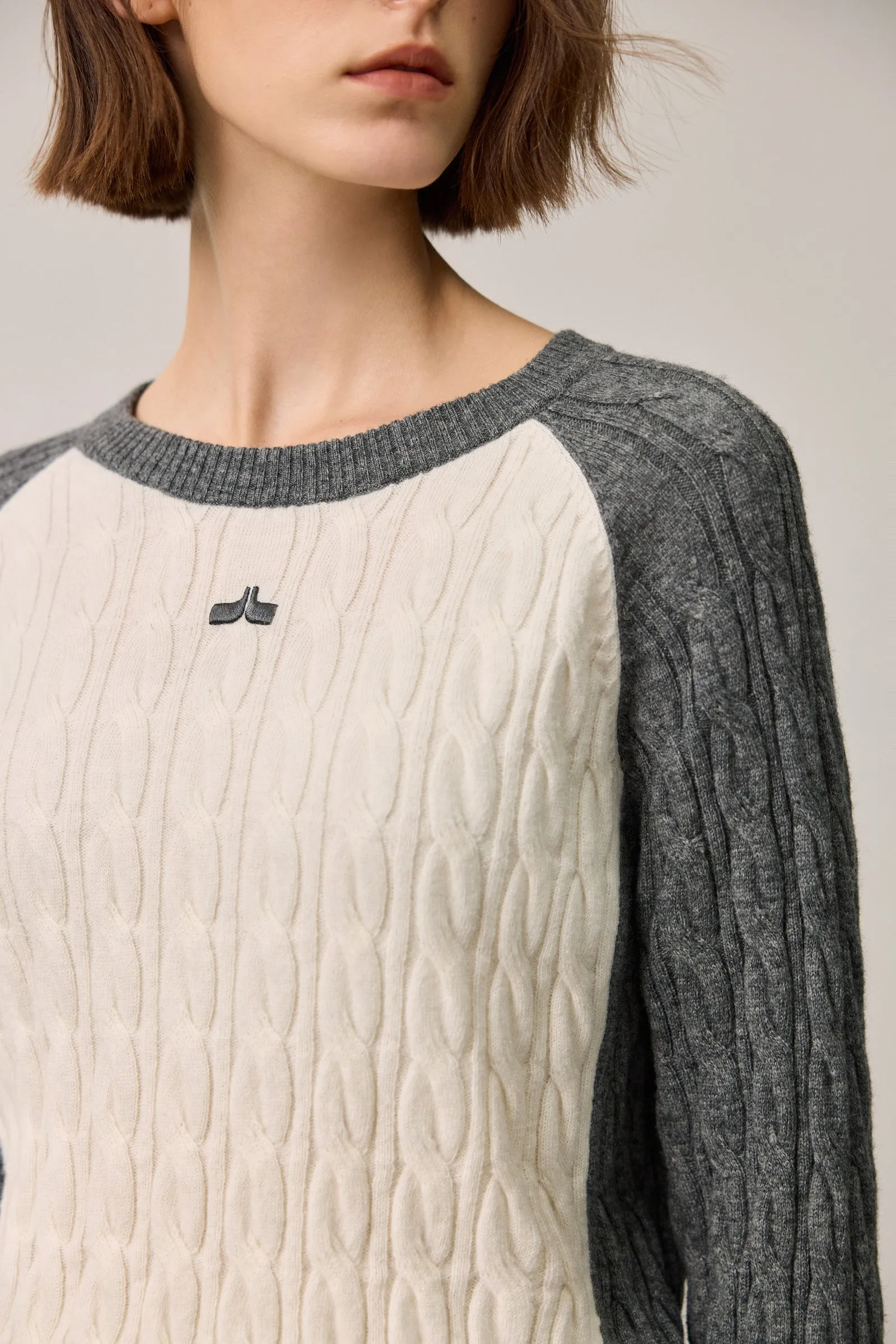 LILY Textured Lambswool Raglan Sweater