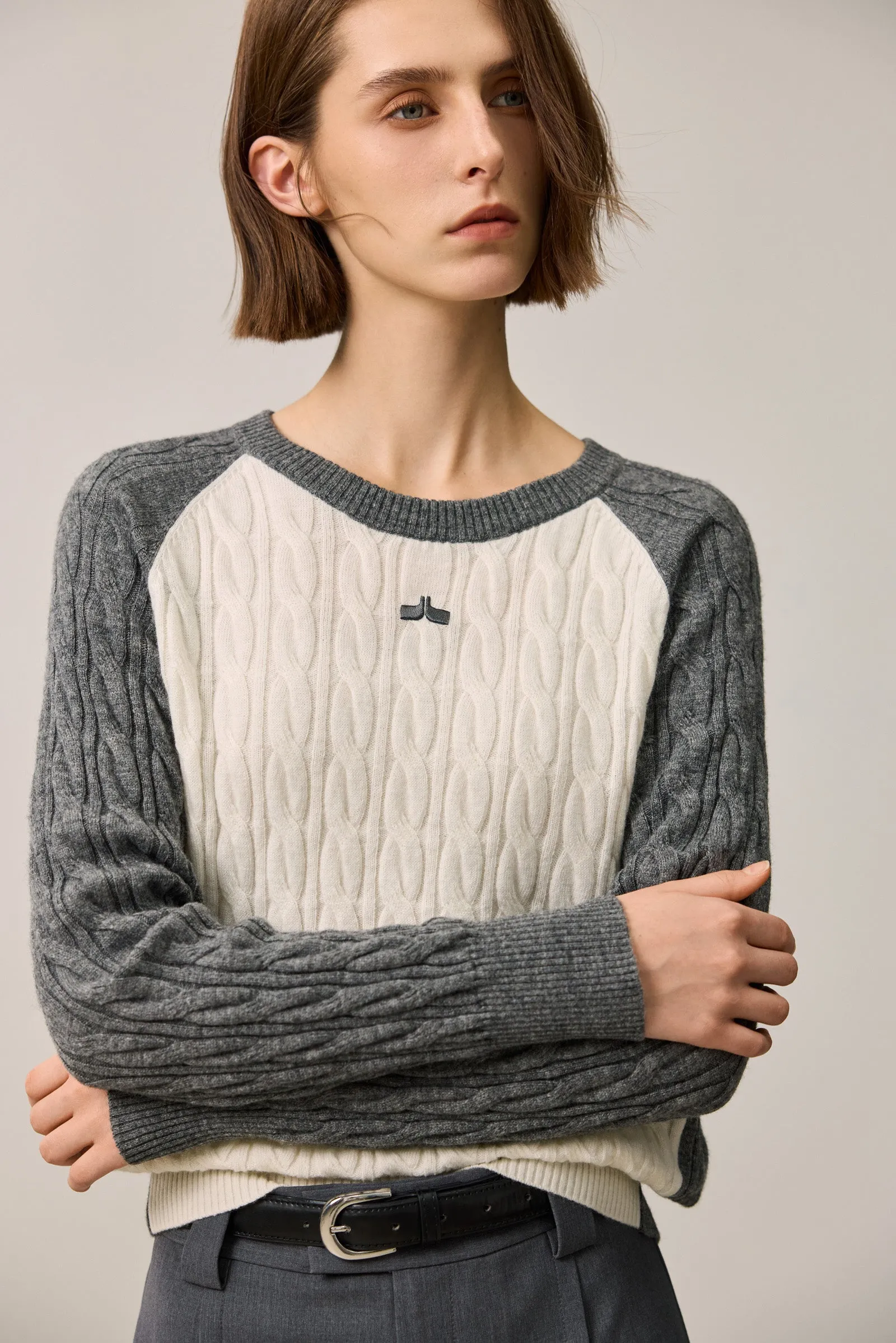 LILY Textured Lambswool Raglan Sweater