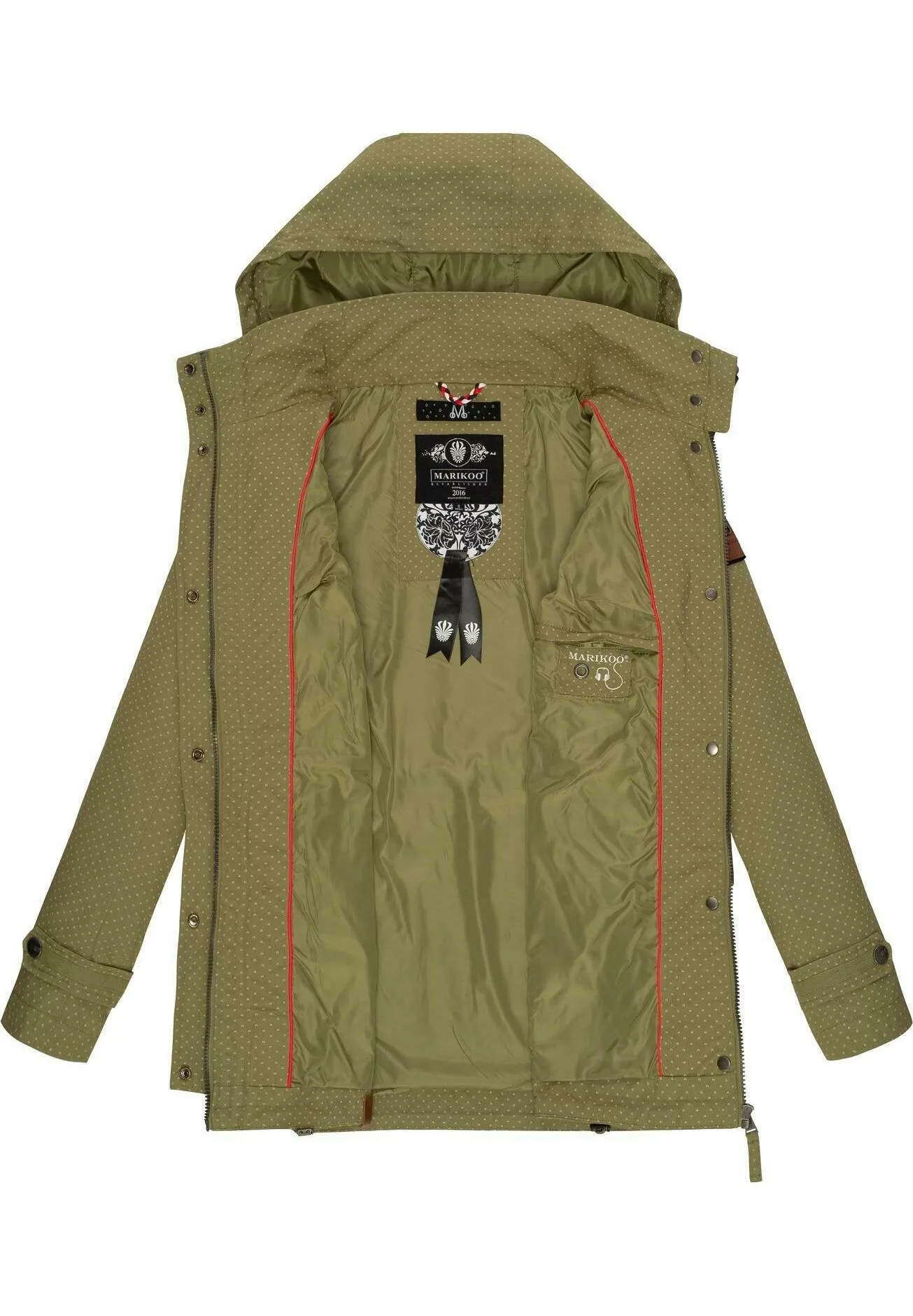 Marikoo parka with zip, green