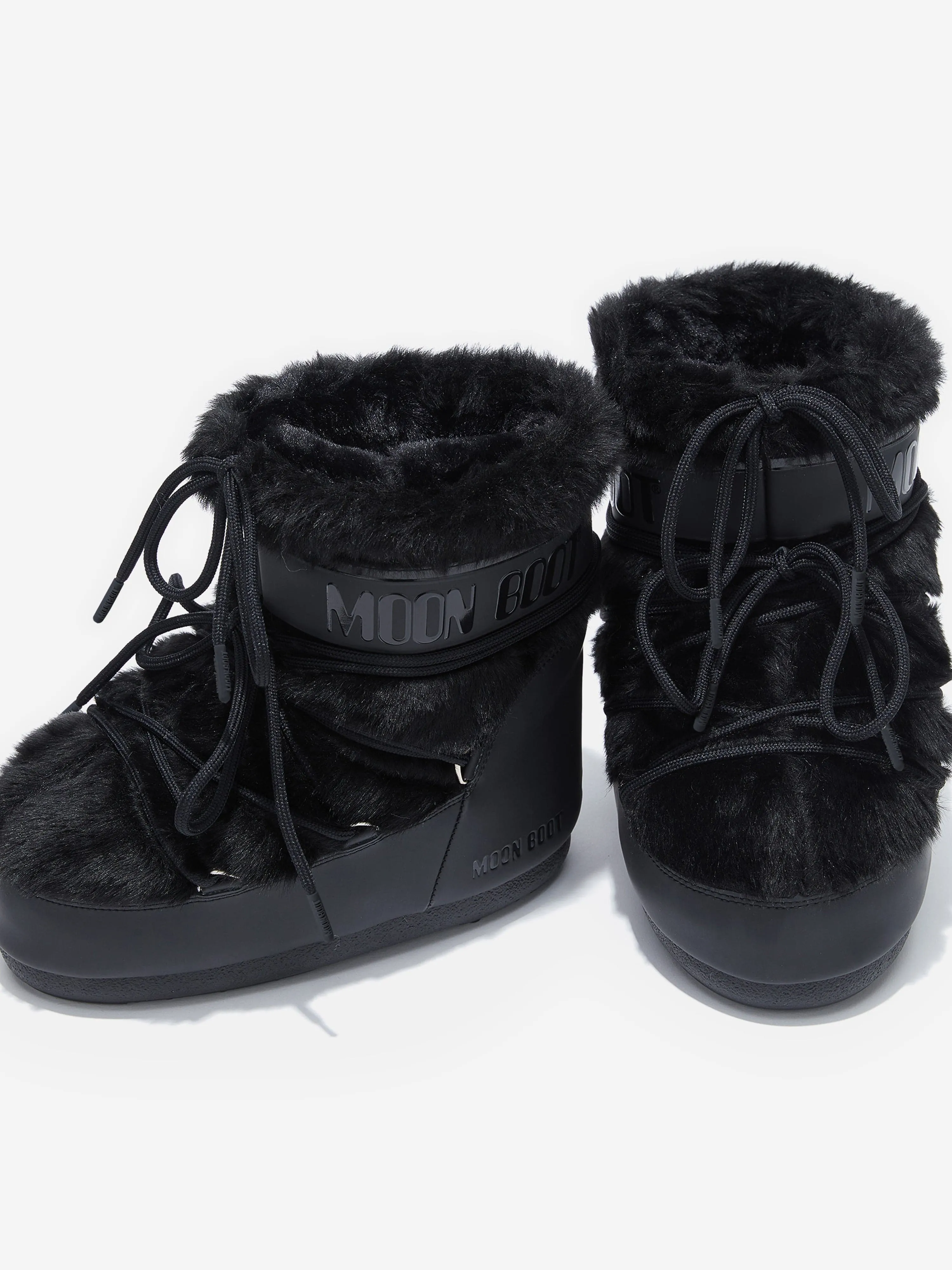 Moon Boot Kids Icon Low Faux Fur Boots in Black