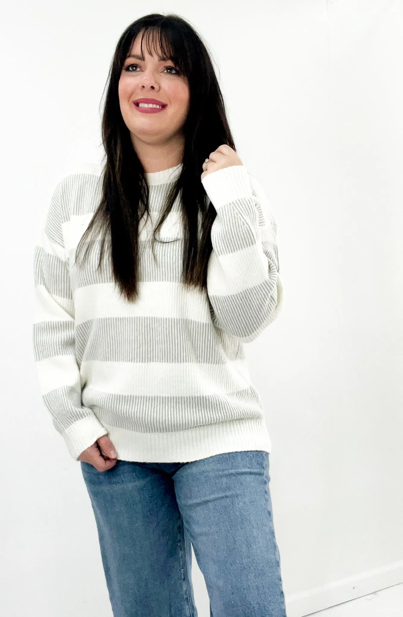 Oversized Ribbed Striped Sweater