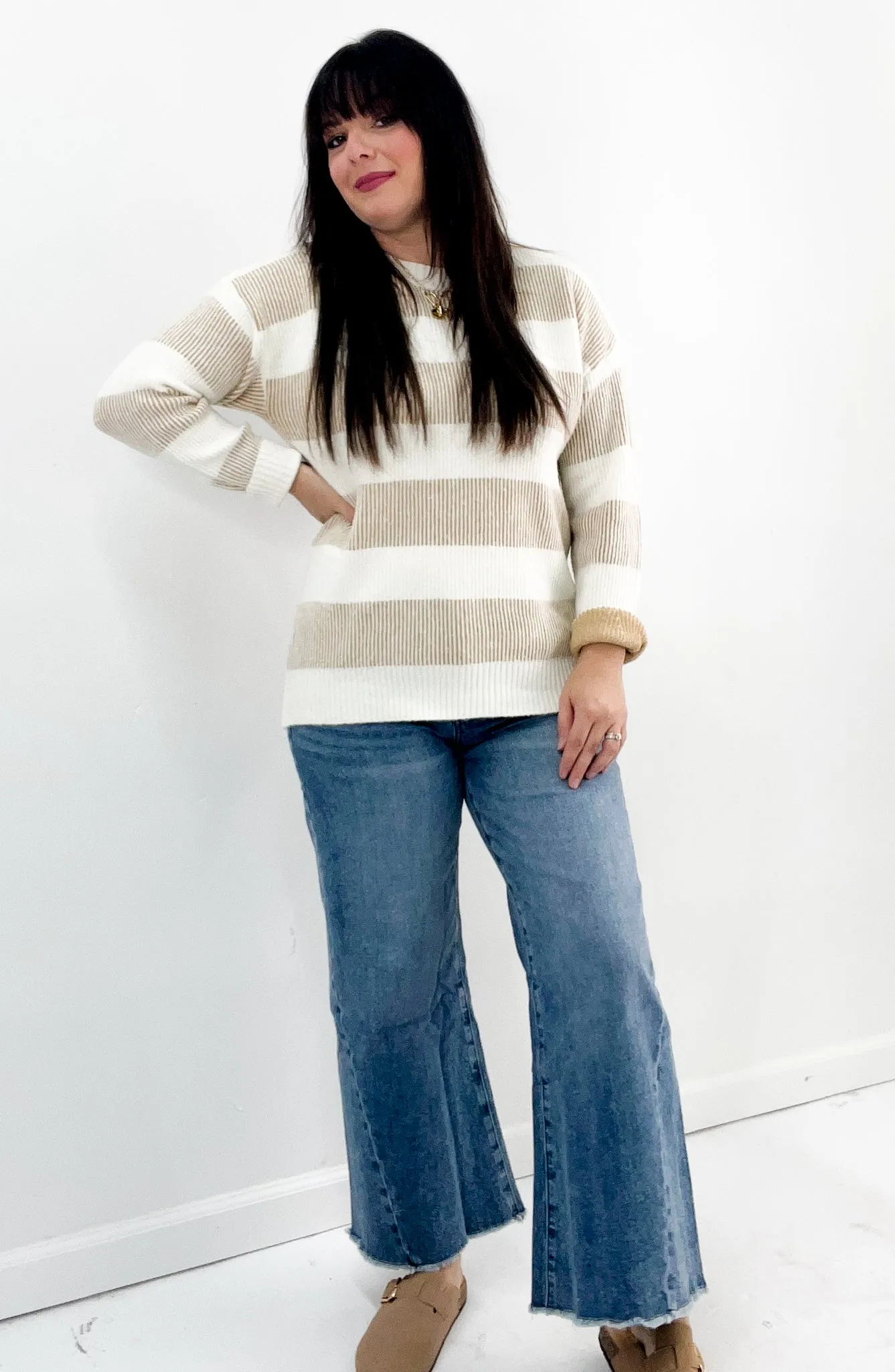 Oversized Ribbed Striped Sweater