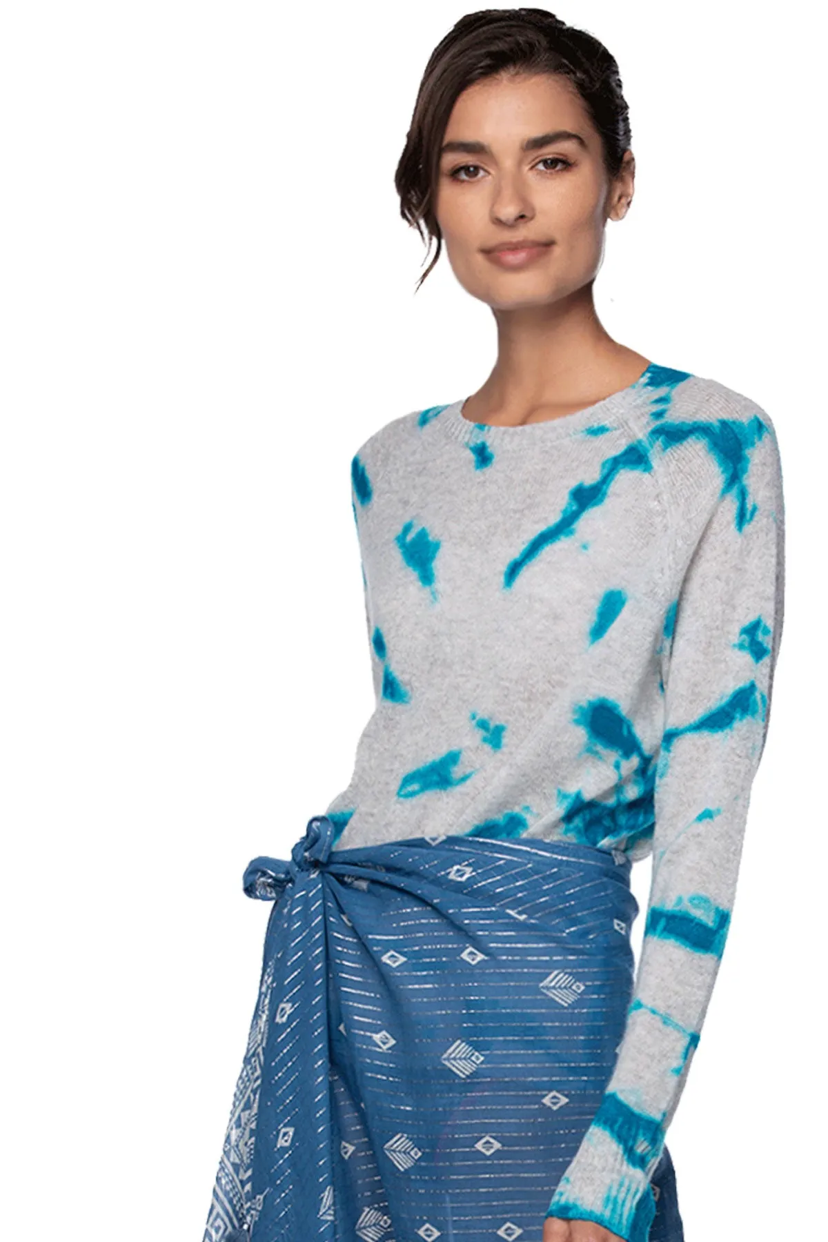 Places to Go | Cashmere Crewneck Sweater | Pacific Blues Tie Dye