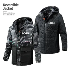 Reversible Long Windbreaker Jacket Custom Logo Winter Coats for Men