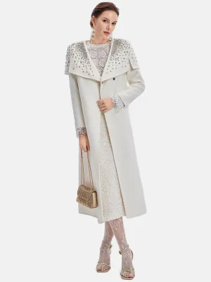 Rhinestone-Embellished Oversized Lapel Coat