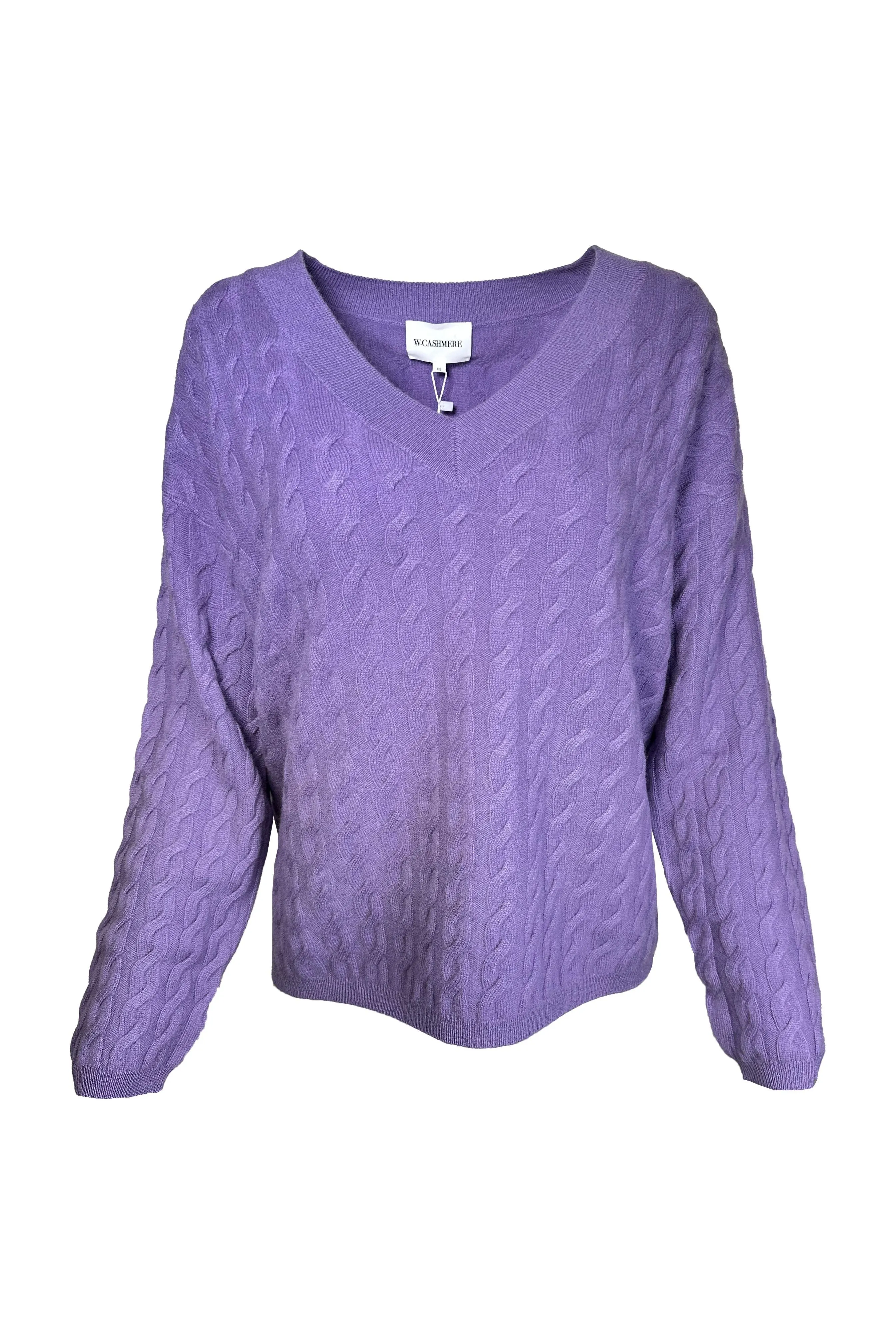 W. Cashmere Stetson Cable Knit V-Neck Pullover 24FHA0101R1 | Grape