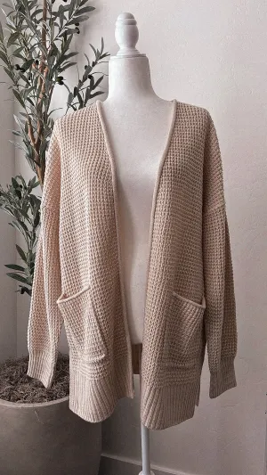 Waffle cardigan sweater