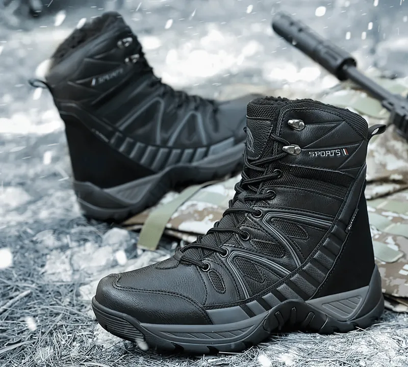 Waterproof Leather Anti-Slip Military Snow Boots with Warm Plush Inside - SF0804