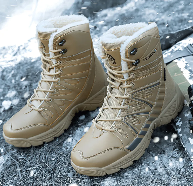 Waterproof Leather Anti-Slip Military Snow Boots with Warm Plush Inside - SF0804