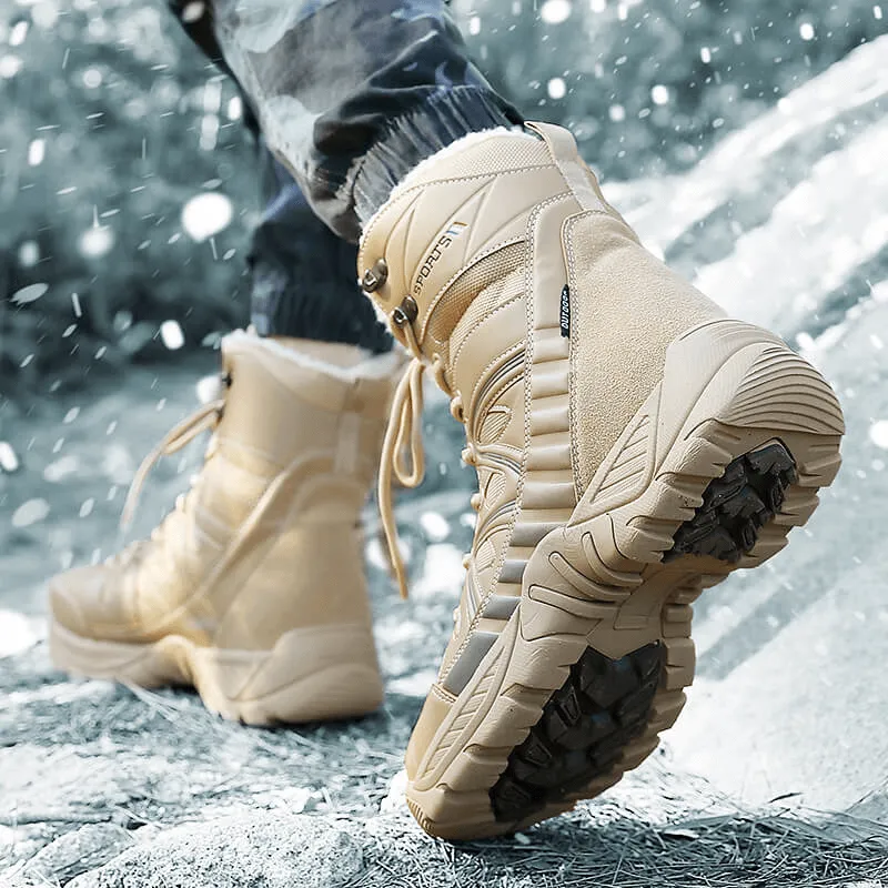 Waterproof Leather Anti-Slip Military Snow Boots with Warm Plush Inside - SF0804