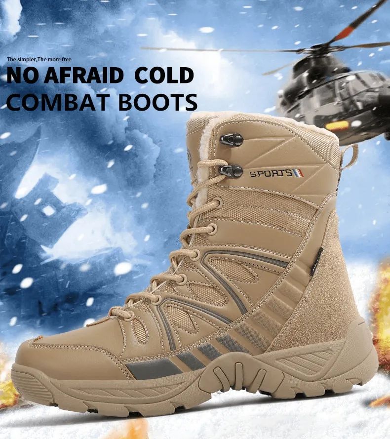 Waterproof Leather Anti-Slip Military Snow Boots with Warm Plush Inside - SF0804