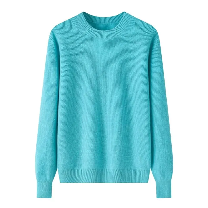 women's cashmere crew neck ribbed sweaters