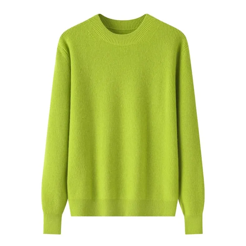 women's cashmere crew neck ribbed sweaters